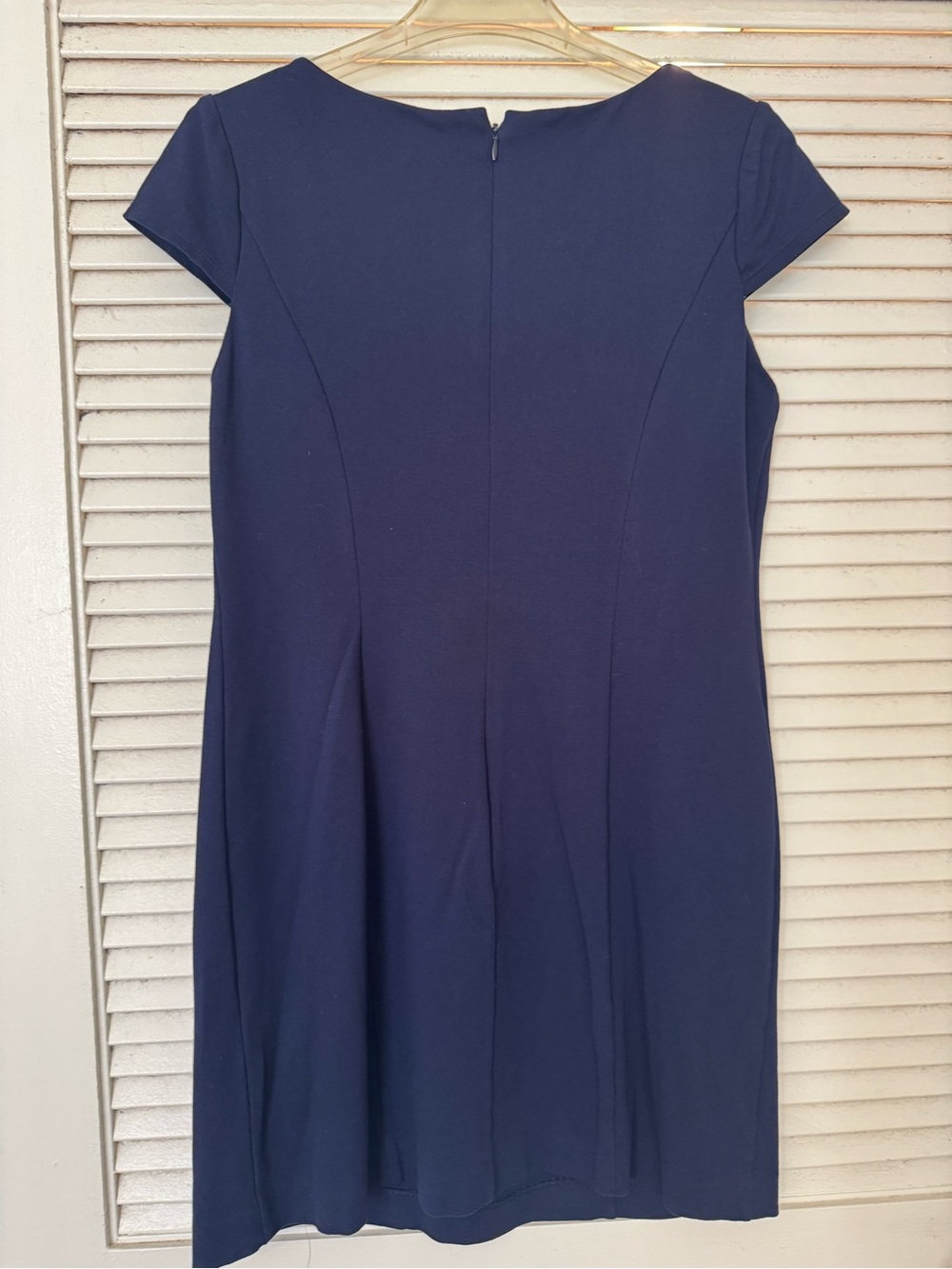 Eliza J Navy Midi Dress with White Embroidered V-Neck Detail - Picture 4 of 7